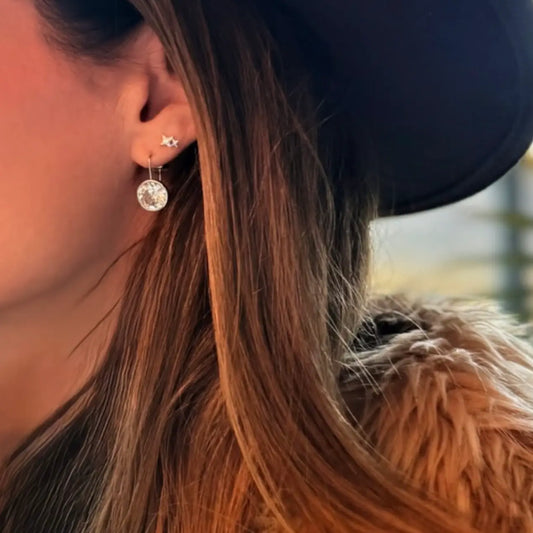 Silver Bezel Drop Earrings