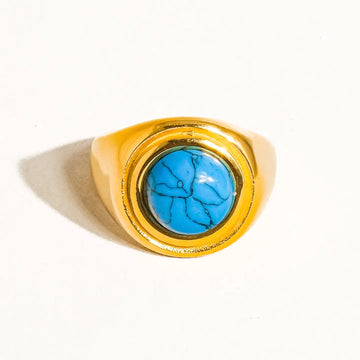 Simone 18K Gold Non-Tarnish Turquoise Stone Ring