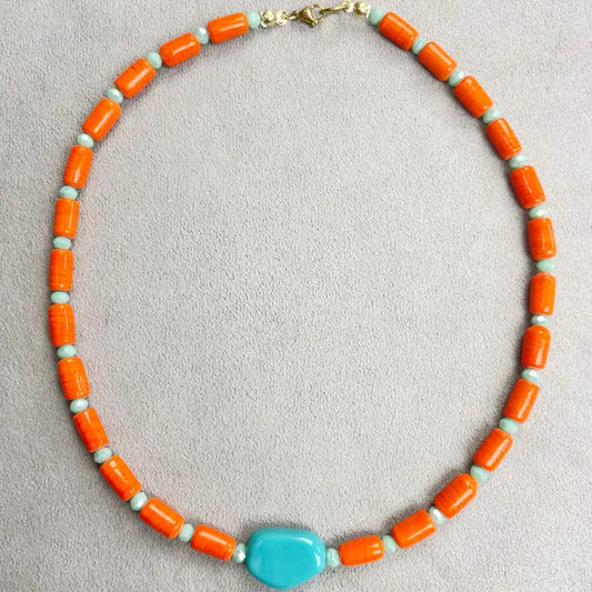 Orange Tide Vintage Beaded Necklace