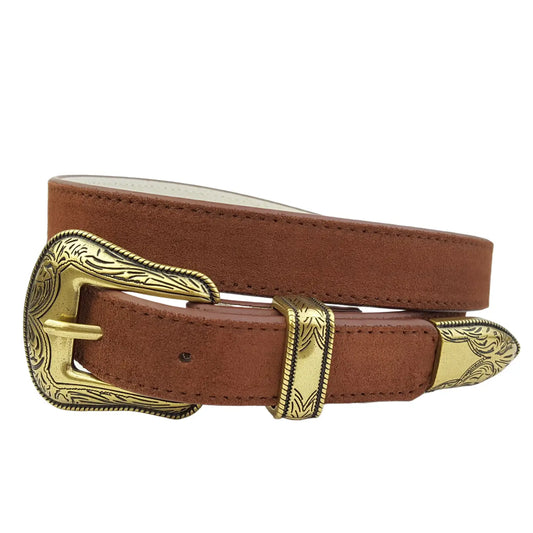 Genuine Suede Leather Western Belt