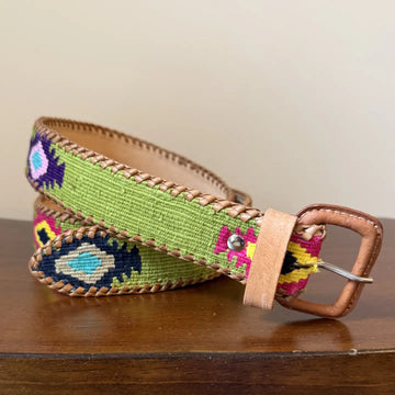 Green Handwoven Guatemalan Whip-Stitched Belt