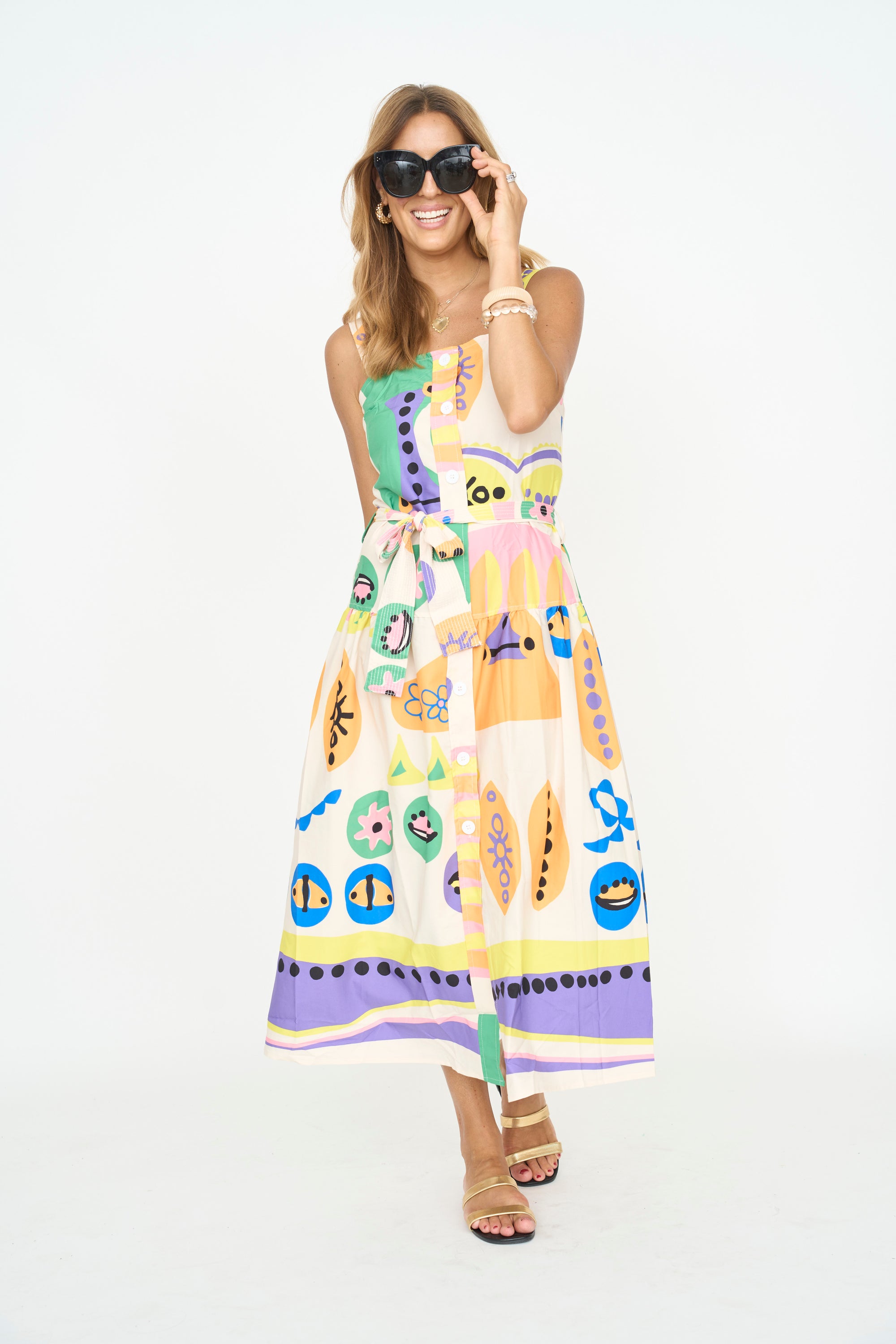 Funky Print Belted Dress
