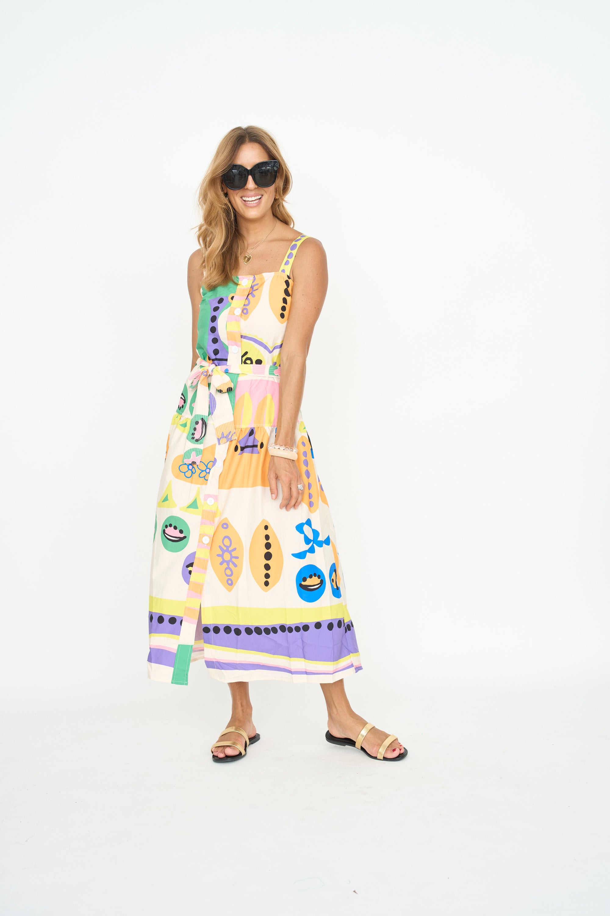 Funky Print Belted Dress