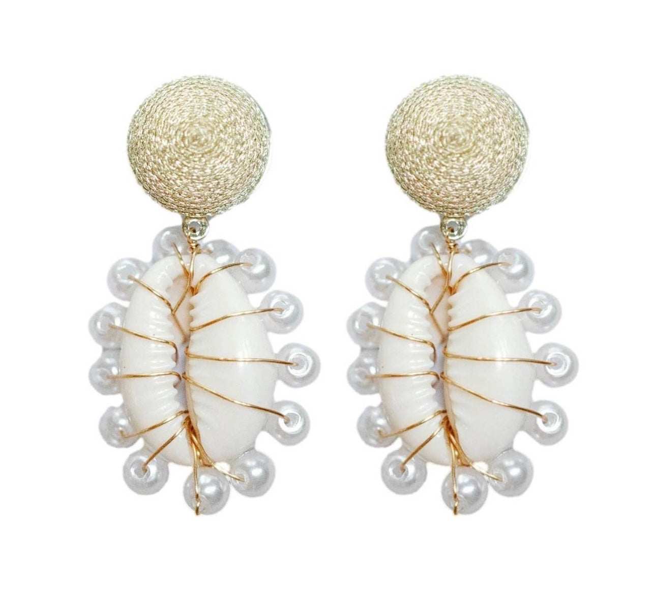 Pearl Wrapped Shell Earrings