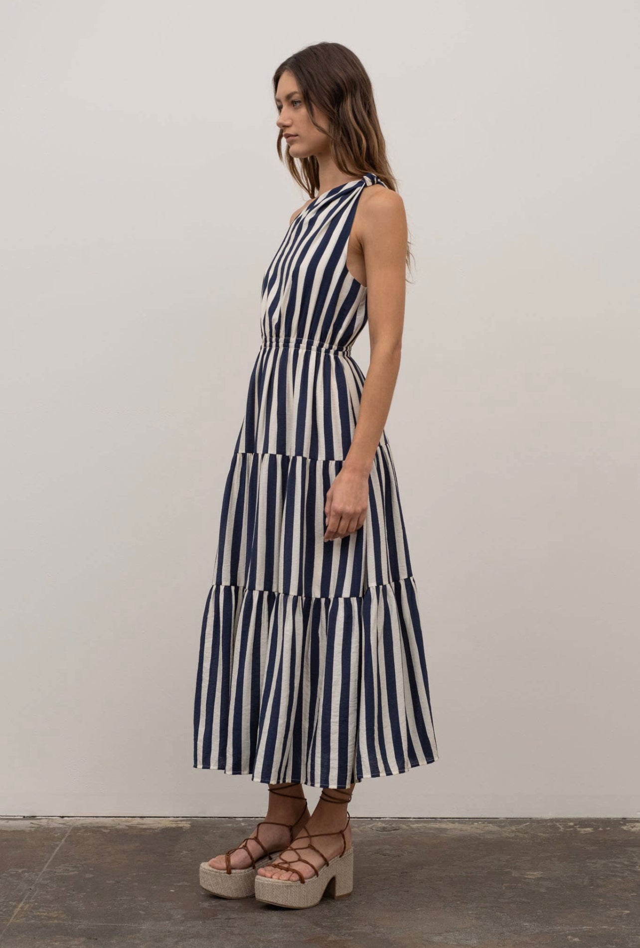 Striped One Shoulder Mini Dress