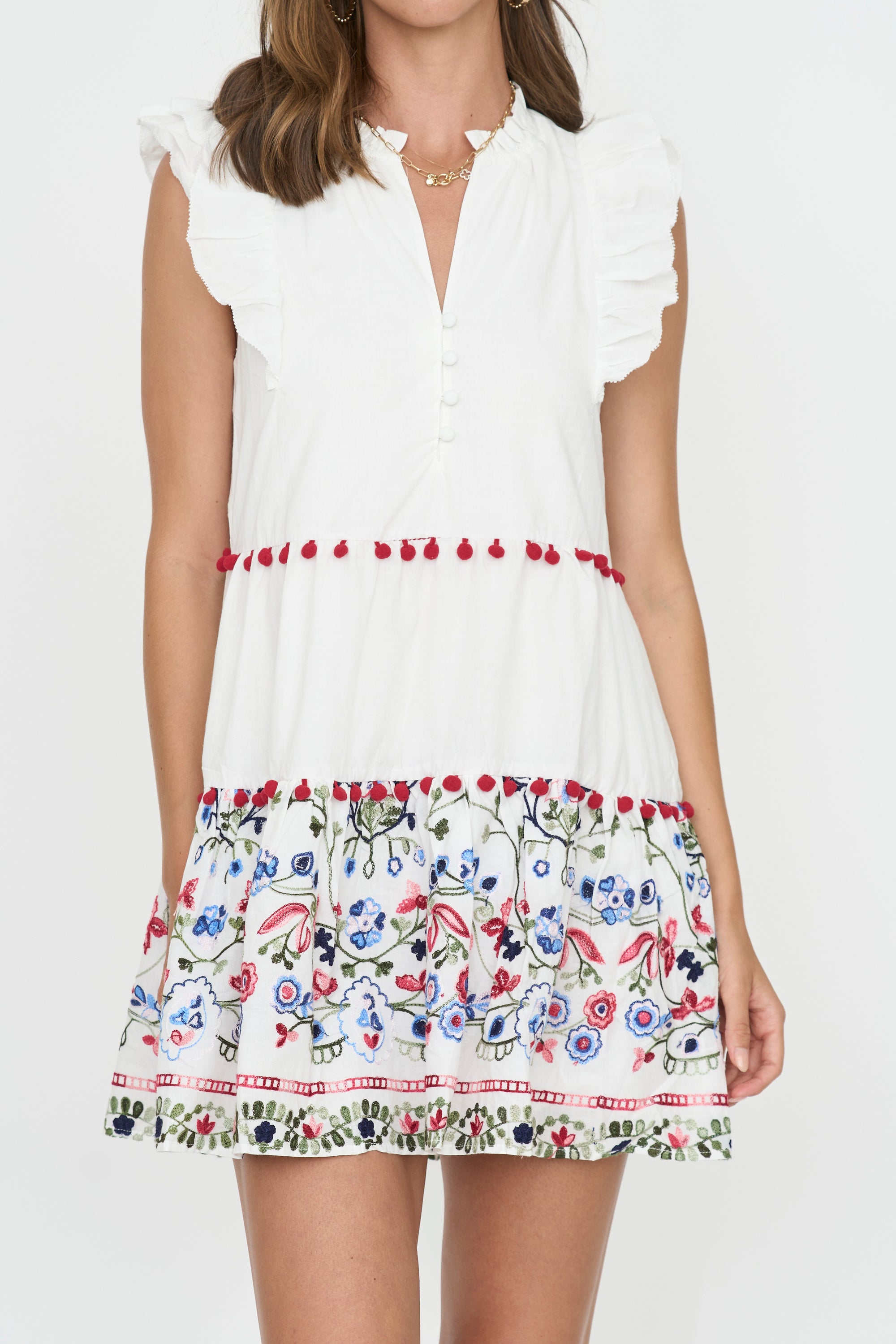 Rina Embroidered Cotton Dress