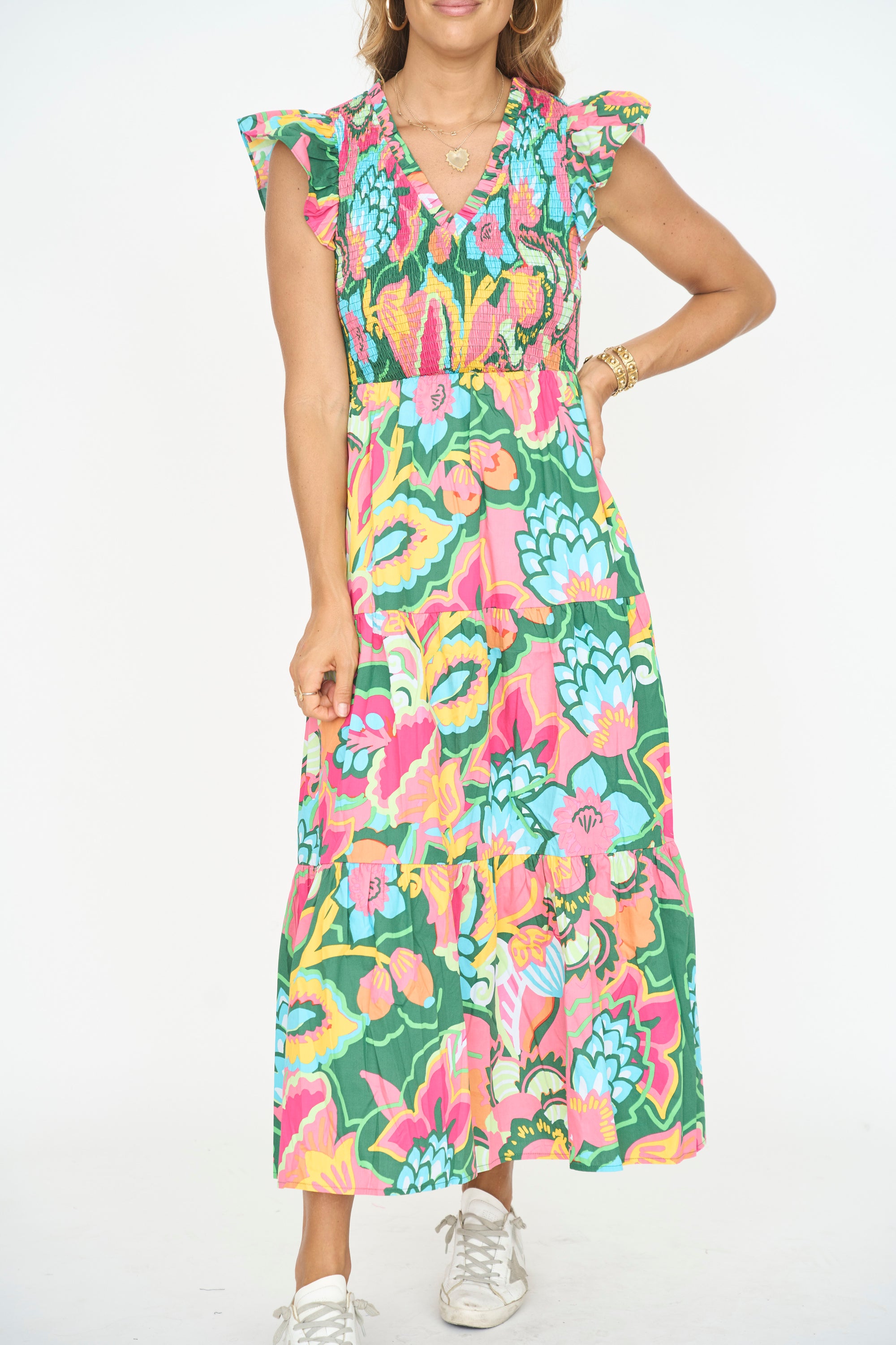 Lanai Multi Tropics Sunfire Midi Dress