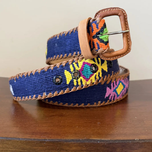 Navy Handwoven Guatemalan Whip-Stitched Belt