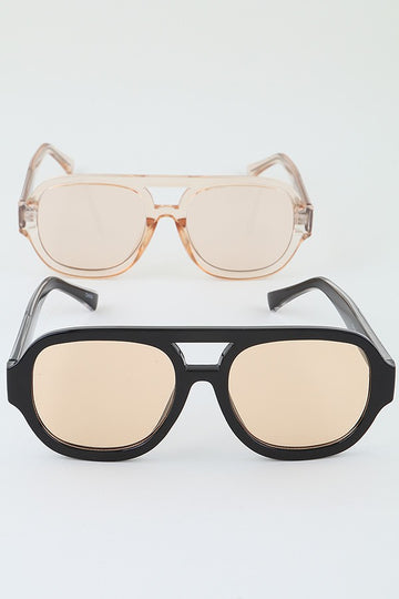 Thick Frame Retro Straight Aviator Sunglasses