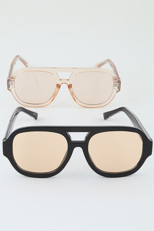 Thick Frame Retro Straight Aviator Sunglasses