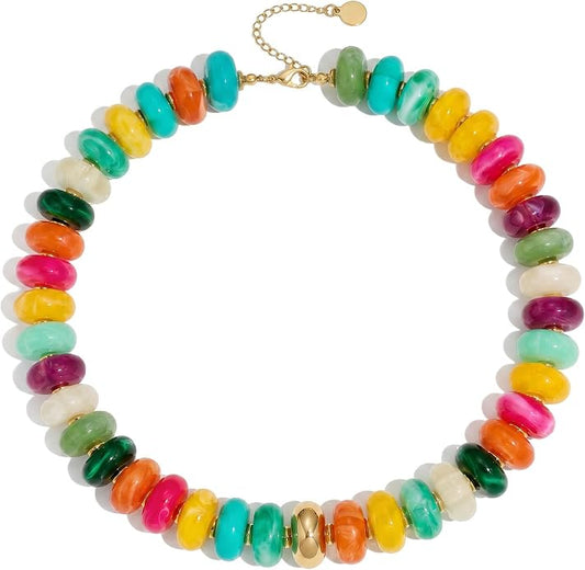 Rainbow Boho Chunky Beaded Necklace