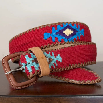 Red Handwoven Guatemalan Whip-Stitched Belt