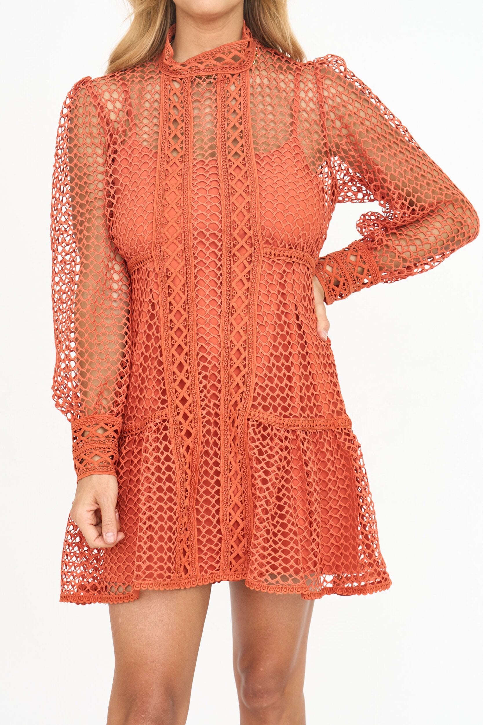 Fishnet Lace Mini Dress