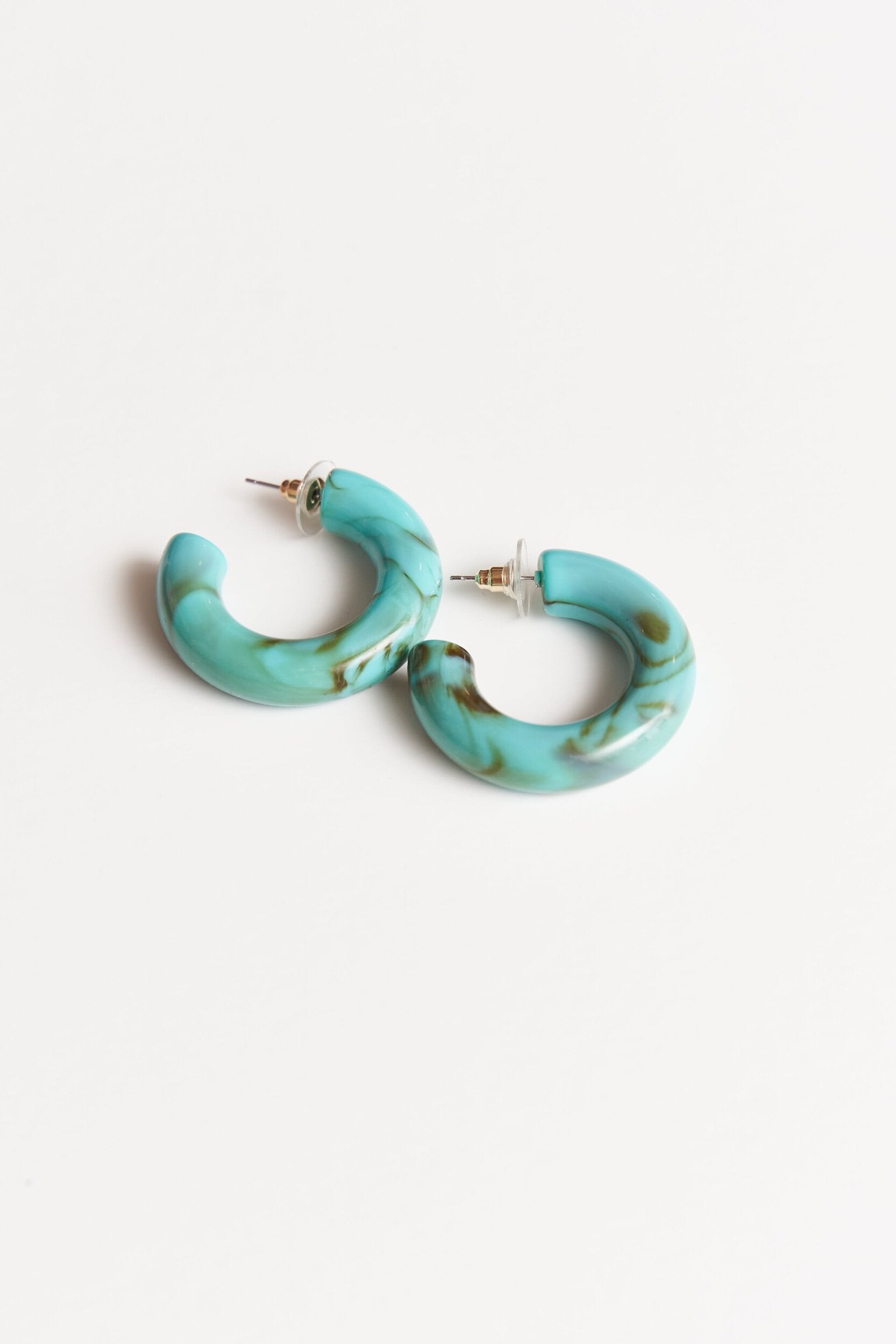 Chunky Lucite Hoops - Turquoise