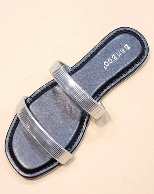 Metallic Two Strap Sandals